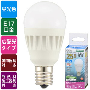LED�d�� �~�j�N���v�g���` LED�d�� ���`�i25�`����/300lm/�����F/E17/�L�z��200°/�����Ή�/�f�M�ގ{�H���Ή��j_06-4473_LDA2D-G-E17 IS51_OHM�i�I�[���d�@�j