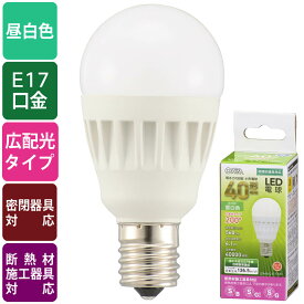 LED電球 ミニクリプトン形 LED電球 小形（40形相当/560lm/昼白色/E17/広配光200°/密閉器具対応/断熱材施工器具対応）_06-4475_LDA4N-G-E17 IS51_OHM（オーム電機）