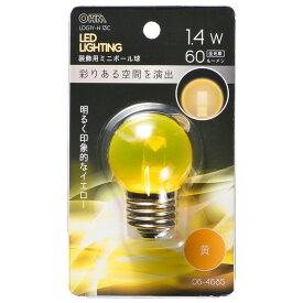 LED電球 口金E26 ミニボール球形 LEDミニボール球（装飾用/1.4W/60lm/クリア黄色/G40/E26）_06-4685_LDG1Y-H 13C_OHM（オーム電機）