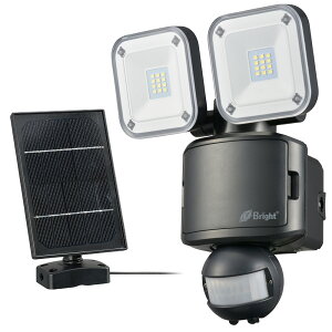 ハイブリッド式LEDセンサーライト（2灯/1200lm/ソーラー+乾電池/昼光色/保護等級IP44/ブラック）_06-4248_LS-H2125A19-K_OHM（オーム電機）