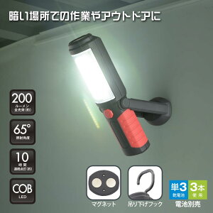 ���ړI��ƃ��C�g�iCOB LED/�Ǝˊp�x65°/�P3�`×3�{�g�p/�����F/���� 200 lm/�A���g�p10���ԁj_08-0875_SL-W200R6C_OHM�i�I�[���d�@�j