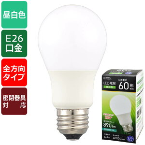 LED�d���i60�`����/�����F/890 lm/6.4W/E26/Ra83/�S�����z��280°/���`���Ή��j_06-5458_LDA6N-G AG59_OHM�i�I�[���d�@�j