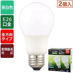 LED�d���i40�`����/�����F/550 lm/4.4W/E26/Ra83/�S�����z��280°/���`���Ή�/2���j_06-5464_LDA4N-G AG59 2P_OHM�i�I�[���d�@�j