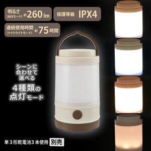 LED�~�j�����^���i260 lm MIX/�A���g�p75���� �i�C�g���C�g/�P3�`×3�{�g�p/�ی쓙�� IPX4�j_08-1048_LNP-B260-W_OHM�i�I�[���d�@�j