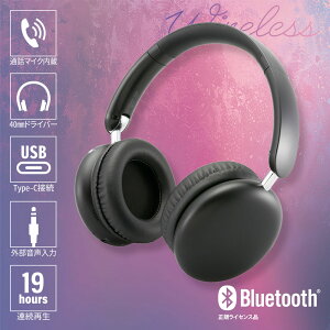 ���C�����X�w�b�h�z���i�������E�d�ቹ/Bluetooth/USB�[�d/���a40mm/�O���������͒[�q�t/�u���b�N�j_03-2889_HP-W325N_OHM�i�I�[���d�@�j