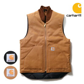 CARHARTT/カーハート crhtt-v01 MEN'S DUCK VEST/ARCTIC-QUILT LINED / メンズダックベスト/アークティックキルトライナー -全2色- キルティング リブ ロゴ パッチポケット 内ポケット relaxed fit メンズ 大きいサイズ 中綿[crhtt-v01]