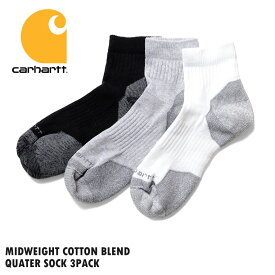 CARHARTT/カーハート CRHTT6103 MIDWEIGHT COTTON BLEND QUATER SOCK 3PACK / コットンブレンドクォーターソックス 3足パック -全3色- メンズ/靴下/クッション/防臭/ロゴ/ワンポイント/メッシュ/2トーン/[crhtt6103]