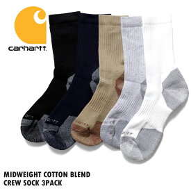 CARHARTT/カーハート CRHTT6203 MIDWEIGHT COTTON BLEND CREWSOCK 3PACK / コットンブレンドクルーソックス 3足パック -全5色- メンズ/靴下/クッション/防臭/ロゴ/ワンポイント/メッシュ/2トーン/[crhtt6203]