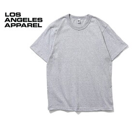 LOS ANGELES APPAREL/ロサンゼルスアパレル LAA-MT01 USA MADE 8.0oz TEE / 8.0オンスTシャツ -全1色- バインダーネック ヘビーウェイト 無地 アメリカ製 半袖Tシャツ メンズ レディース 大きいサイズ ゆったり シンプル ヘザー 男女兼用 [LAA-MT01]