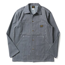 STANRAY / スタンレー STR385 SHOP JACKET / ショップジャケット -ヒッコリー- メンズ 大きいサイズ ワークジャケット カバーオール ストライプ ビンテージ ヴィンテージ アメリカ製 [STR385]