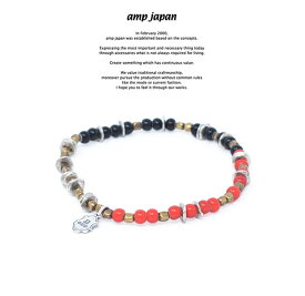 amp japan アンプジャパン HYHK-411RD Triple Part Beads -RED- AMP JAPAN ビーズ　天然石 ブレスレット　 メンズ レディース