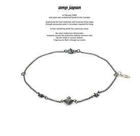 amp japan アンプジャパン 16AC-412 Narrow Black Chain Bracelet & Anklet -Coeur Sacre- AMP JAPAN silver シルバー ハート スター チェーン ブレスレット アンクレット メンズ レディース