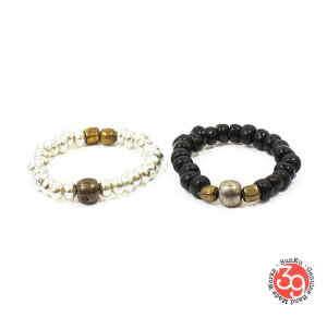 Sunku/39TNSunku SK-031 BLK Antique Beads & Silver Beads RingAeB[Nr[YOring/OSilver925/Vo[/BRASS/^JAeB[NY/fB[XANZT[