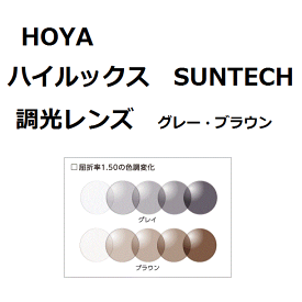 【交換用レンズ加工料込】HOYA ハイルックス サンテック SUNTECH 度なしレンズ 調光レンズ 1.50球面 UVカット紫外線カット付 プラスチックレンズ（2枚1組価格）遠近両用レンズではございません。