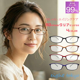 【SALE】【 鯖江企画 透明レンズ 】サングラス レディース 伊達メガネ メンズ UVカット 紫外線 スクエア 小さめ 細め クリアレンズ 透明 おしゃれ メラニン スポーツ 運転用 ドライブ ランニング ゴルフ 鯖江 ブランド eight tokyo 【エイトトウキョウ】