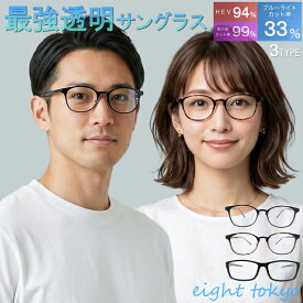 【SALE】【 瞳・肌のケアを一番に考えた 】クリアレンズ サングラス ［ UV420 カット ブルーライトカット HEV カット ］信頼の鯖江産 レンズ メンズ レディース 兼用 ウェリントン ハイクオリティー 透明 メガネ 伊達メガネ 黒縁 eight tokyo 【エイトトウキョウ】