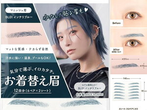お着替え眉 日本製 「水なしで貼れる」 自然 テカらない 眉シール 貼る眉毛 水に強い ウォータープルーフ 眉タトゥー メイクシール メイク 簡単 落ちない 眉毛 マニッシュ眉