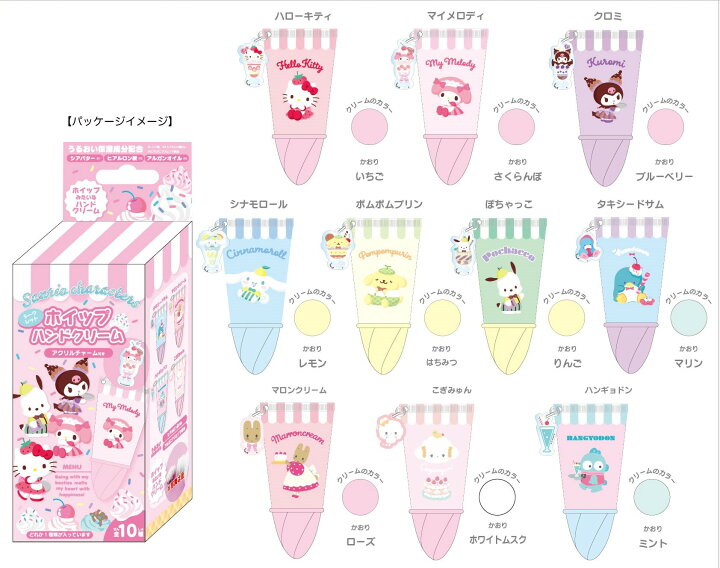 楽天市場】サンリオ アクリルチャーム付きホイップハンドクリーム 全10 