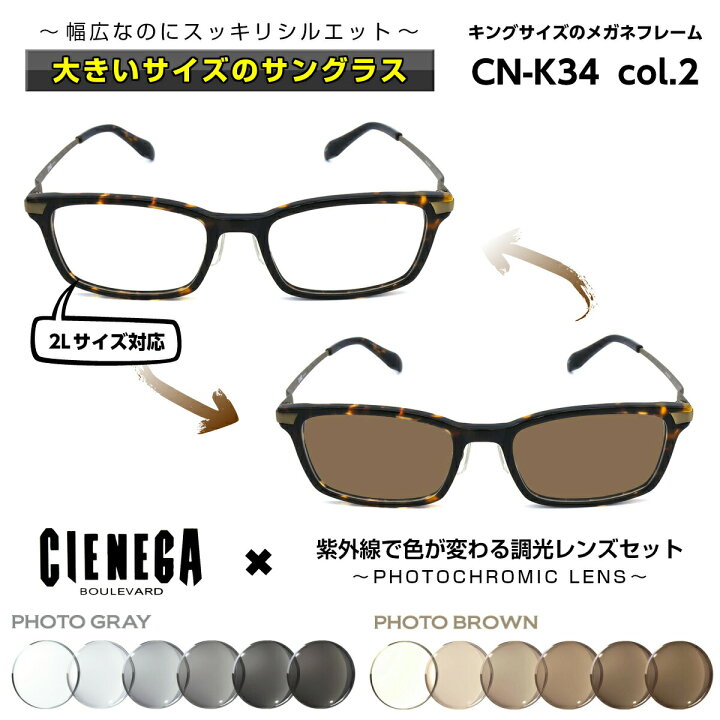 楽天市場 大きいサイズ 調光 サングラス シェネガ Cienega Cn K34 C 2 メンズ 男性 ビジネス カジュアル ウェリントン メガネ補聴器の専門店 アイニード