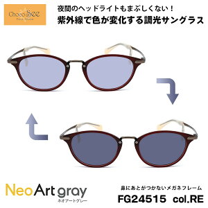 ちょこシー 調光 サングラス ネオアート FG24515 col.RE Choco See 鼻に跡がつかないメガネ チョコシー 鼻パッドなし シャルマン CHARMANT