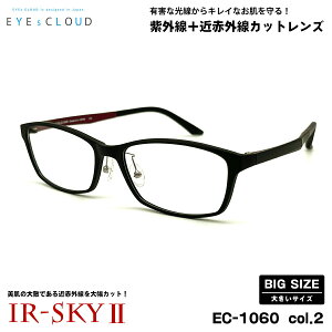 大きいサイズ 美肌ケア ダテメガネ EC-1060 col.2 58mm EYEs CLOUD アイクラウド 大きい顔 UVカット 近赤外線カット