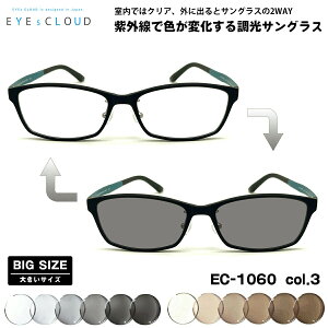 大きいサイズ 調光 サングラス EC-1060 col.3 58mm EYEs CLOUD アイクラウド BIGサイズ UVカット メンズ レディース