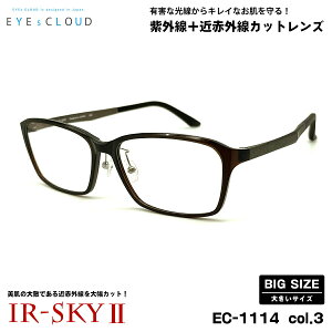 大きいサイズ 美肌ケア ダテメガネ EC-1114 col.3 59mm EYEs CLOUD アイクラウド 大きい顔 UVカット 近赤外線カット
