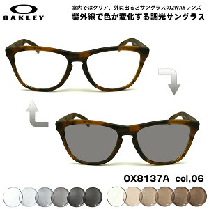 �I�[�N���[ ���� �T���O���X OX8137A 06 55mm OAKLEY Frogskins RX (A) �t���b�O�X�L�� ���[�u���b�W�t�B�b�g UV�J�b�g �F���ς��
