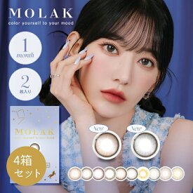 【20%offクーポン】【4箱セット】 molak モラク カラコン マンスリー 1ヶ月 2枚入×4箱 度あり 度なし 送料無料 宮脇咲良 DIA 14.2mm BC 8.6mm 着色直径 11.9～13.3mm 含水率 38％ ドーリッシュブラウン ドーリッシュグレー バブルブルー