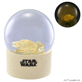 STARWARS スターウォーズ スノードーム ミレニアムファルコン クリア 光る インテリア 時計 置時計 スノーグローブ エピソード7 フォースの覚醒 ジャクー 映画好き