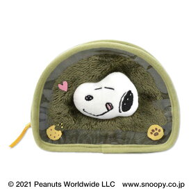 【KAMABOCOポーチ】スヌーピー｜クリアポーチ 半円型 小物入れ｜立体キャラ入り｜PEANUTS グッズ プレゼントにも