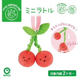 【お買い物マラソンP10倍】 ミニラトル さくらんぼ｜音が鳴る 布製 おもちゃ ベビー 赤ちゃん 出産祝い ファーストトイ ギフト プレゼント 誕生日 ファインモータートイ にぎにぎ ラトル ガラガラ ソフトトイ 食べ物モチーフ かわいい ベビートイ アイアップ