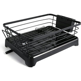 【送料無料】 Sikobin 水切りラック 食器 水切り 食器棚 ステンレス シンクサイド 収納 水が自動で流れる トレー付 おしゃれ 箸立て まな板立て付き 自然乾燥可能 組み立て簡単 大容量 幅39＊高さ10＊奥行26.5cm