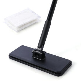 【送料無料】 Eyliden フロアワイパー 本体 フローリングワイパー タッチレスワイパー 雑巾モップ ワンタッチモップ 1秒で着脱 自動で挟み フロアモップ 2in1水切りワイパー フロア用掃除道具 延長ボール付き 取替シート10枚入 120*10*24cm 多機能 床用クリーナー 長さ調整可
