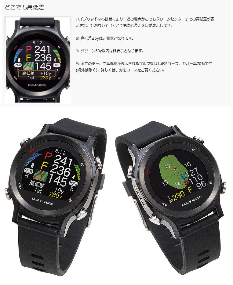 朝日ゴルフ用品 腕時計型GPSゴルフナビ EAGLE VISION watch ACE EV-933 [ブラック]