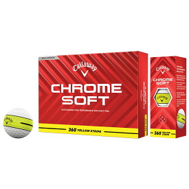 【限定品】 Callaway キャロウェイ日本正規品 CHROME SOFT 360° YELLOW STRIPE クロムソフト 360° イエローストライプ 2025モデル ゴルフボール 1ダース(12個入)【当店在庫品】