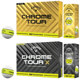 【限定品】 Callaway キャロウェイ 日本正規品 CHROME TOUR 360° YELLOW STRIPE クロムツアー 360° イエローストライプ 2025モデル ゴルフボール 1ダース(12個入) 【当店在庫品】