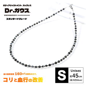 Dr.ガウス正規品 ボディアジャストメント ネックレス 男女兼用 磁気ネックレス 「スタンダードグレード Sサイズ(約45cm)」 【当店在庫品】