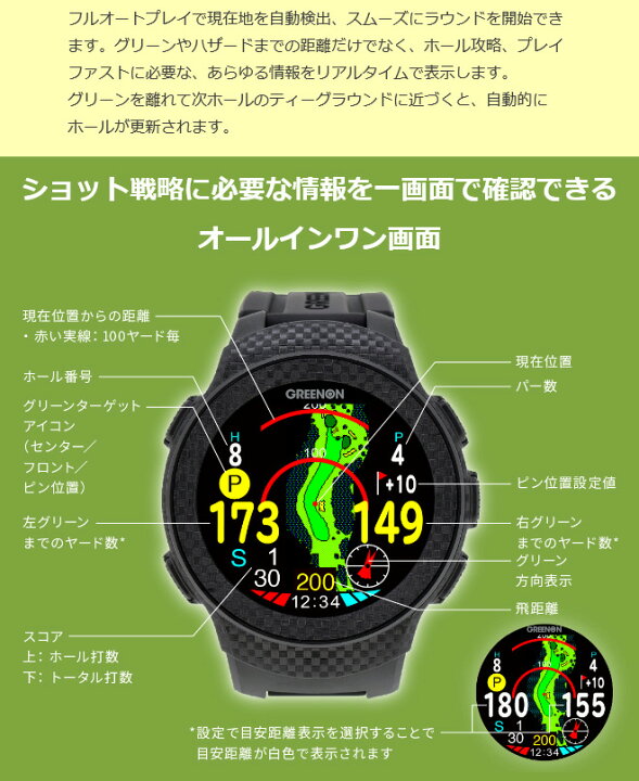 楽天市場】GreenOn グリーンオン 正規品 THE GOLF WATCH A1-2 ザ 