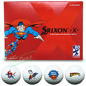 【限定品】ダンロップスリクソン日本正規品SRIXON-X-(スリクソンエックス)スーパーマンキャラクターボールゴルフボール1ダース(12個入り)【あす楽対応】