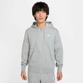 ナイキ クラブ FT L/S フルジップ フーディ ダークグレーヘザー/ライトスモークグレー/(ホワイト) njp-fn3885-063