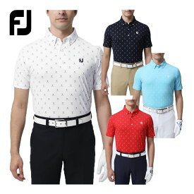 FOOTJOY フットジョイ ゴルフウエア 半袖 ボタンダウン ポロシャツ 「 FJ-S23-S05 」 クロスクラブプリント 春夏ウエア 【あす楽対応】