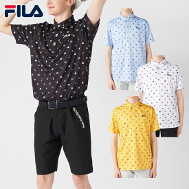 【12/10 エントリー/抽選で最大100%ポイントバック】 フィラゴルフ FILA GOLF ゴルフウエア メンズ 半袖ポロシャツ 総柄 吸汗速乾 UVカット 「 744672 」 春夏ウエア 【当店在庫品】