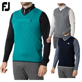 【11/11まで エントリーで最強配送10倍】 フットジョイ FOOTJOY ゴルフウエア メンズ ベスト Vネック ニット ダイヤ柄 「 FJ-F24-M10 」 秋冬ウエア 【当店在庫品】