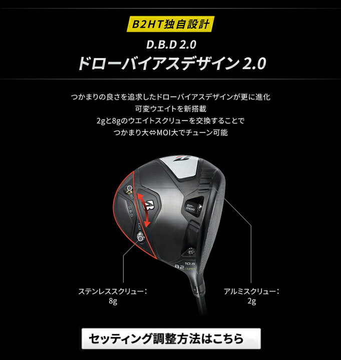 楽天市場】ブリヂストンゴルフBシリーズ B2HT ドライバーVANQUISH BS50 