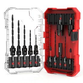 EZARC 下穴・皿取錐 埋木錐 15pcs 1/4 六角軸 ドリルストッパー付き レンチ付き 木工用ドリルビット 高速度工具鋼