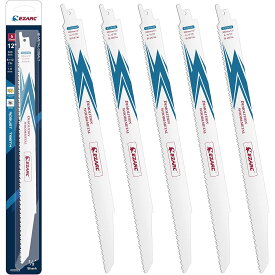 EZARC セーバーソーブレード 全長300mm 8/10山 木材&金属用 替刃 5本入 (300mm) セーバーソーブレード レシプロソー替刃 レシプロソー刃 セーバーソー 替え刃 セイバーソー 替え刃 セイバーソーブレード 鋸刃 鉄工刃 解体ブレード 電動のこぎり替え刃 バイメタル 木材 金属用