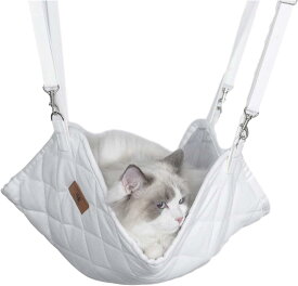 PETS ハンモック 猫用 ケージ用 吊り下げベッド 調節可能な紐付き 50×45cm 耐荷重10kg 大サイズ 猫ベッド 冬用ケージ ハンモック 通気性抜群 日向ぼっこ 遊び場 完全水洗い可能 冬夏両用 ホワイト