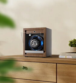 高級木目調ワインディングマシーン、自動巻きケース 5モード回転 腕時計ワインダー 単一ポジション LEDライト搭載 静音かつ省エネ運転 全ての男女向け機械式時計に対応 充電器または家庭用電源に接続可能 USBケーブル付属 保護布 ユーザーガイド 送料無料