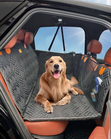 【送料無料】ペット 犬 ドライブシート 後部座席用 車用 防水 汚れ防止 耐摩耗 滑り止め 多層構造 可視メッシュデザイン 折りたたみ式 セダン・SUV・MPVなど様々な車種に対応 小型犬・中型犬・大型犬や猫に対応 ブラック 135×57×63cm